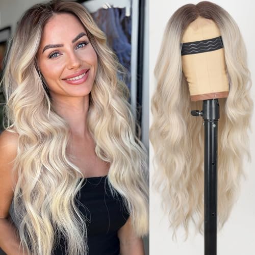 AISI HAIR Ombre Platinum Blonde wig Wig for Women, Long