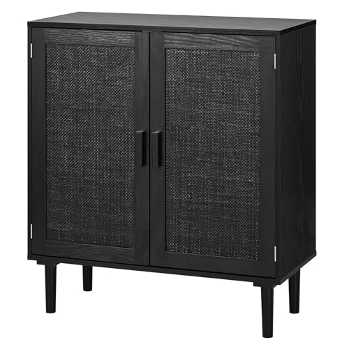 La Mejor Lista de Armarios y aparadores - los preferidos. 49 VEVOR Aparador de Ratán con 2 Puertas Magnéticas 80 x 36 x 88 cm, Armario Auxiliar de Ratán con Estante Ajustable y Patas Elevadas de 14,5 cm, para Pasillo, Entrada, Salón,...