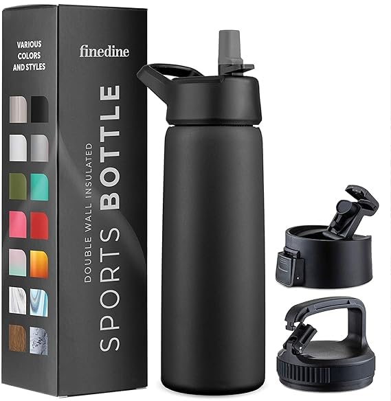 FineDine Dreifach isolierte Edelstahl-Wasserflasche, 750 ml