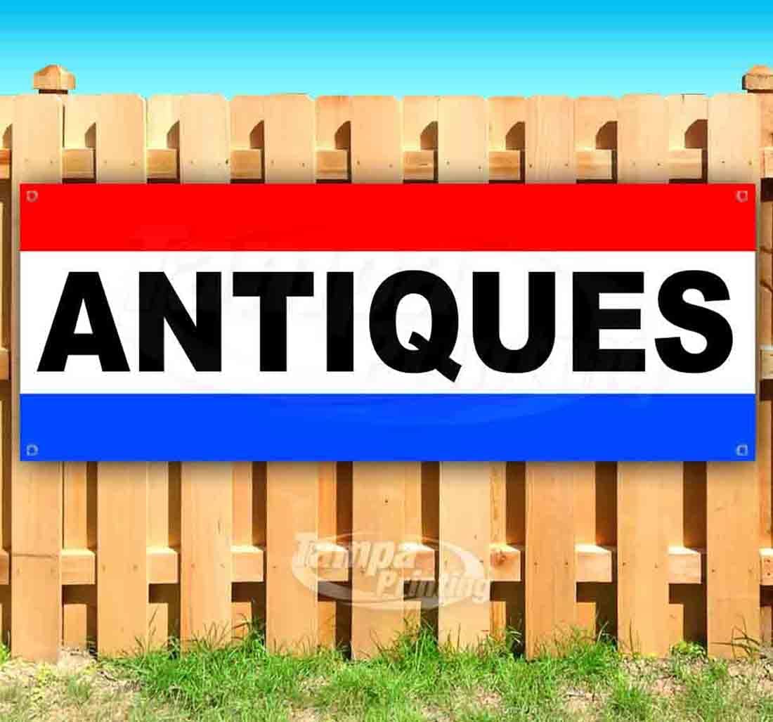 Antiques Banner 13 oz | Non-Fabric | Heavy-Duty Vinyl Single-Sided With Metal Grommets