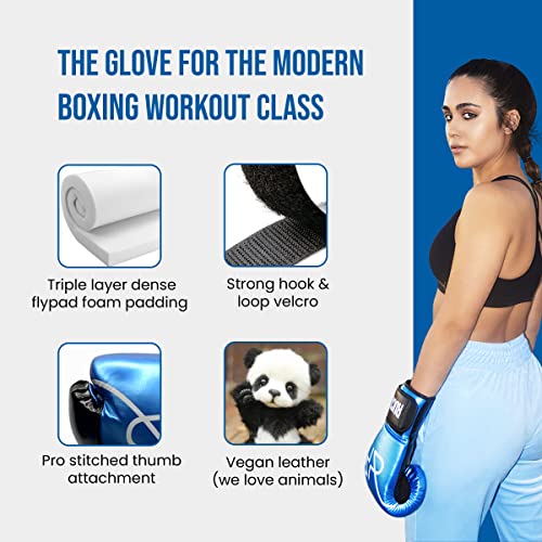 Women's 12Oz Boxing Gloves - 12 Ounce Womens Boxing Bag Gloves Black & Blue | 12 Oz Black Punching Gloves Women | Ruckus Women Boxing Gloves #TOP1