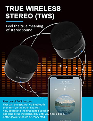 Basspal Portable Bluetooth Speakers, Small True Wireless Stereo (Tws) Speaker With Radio, Ipx5 Waterproof, Hd Sound & Enhanced Bass, Mini Pocket Size For Home Travel Shower Pool Beach Outdoor-2 Pack #TOP1