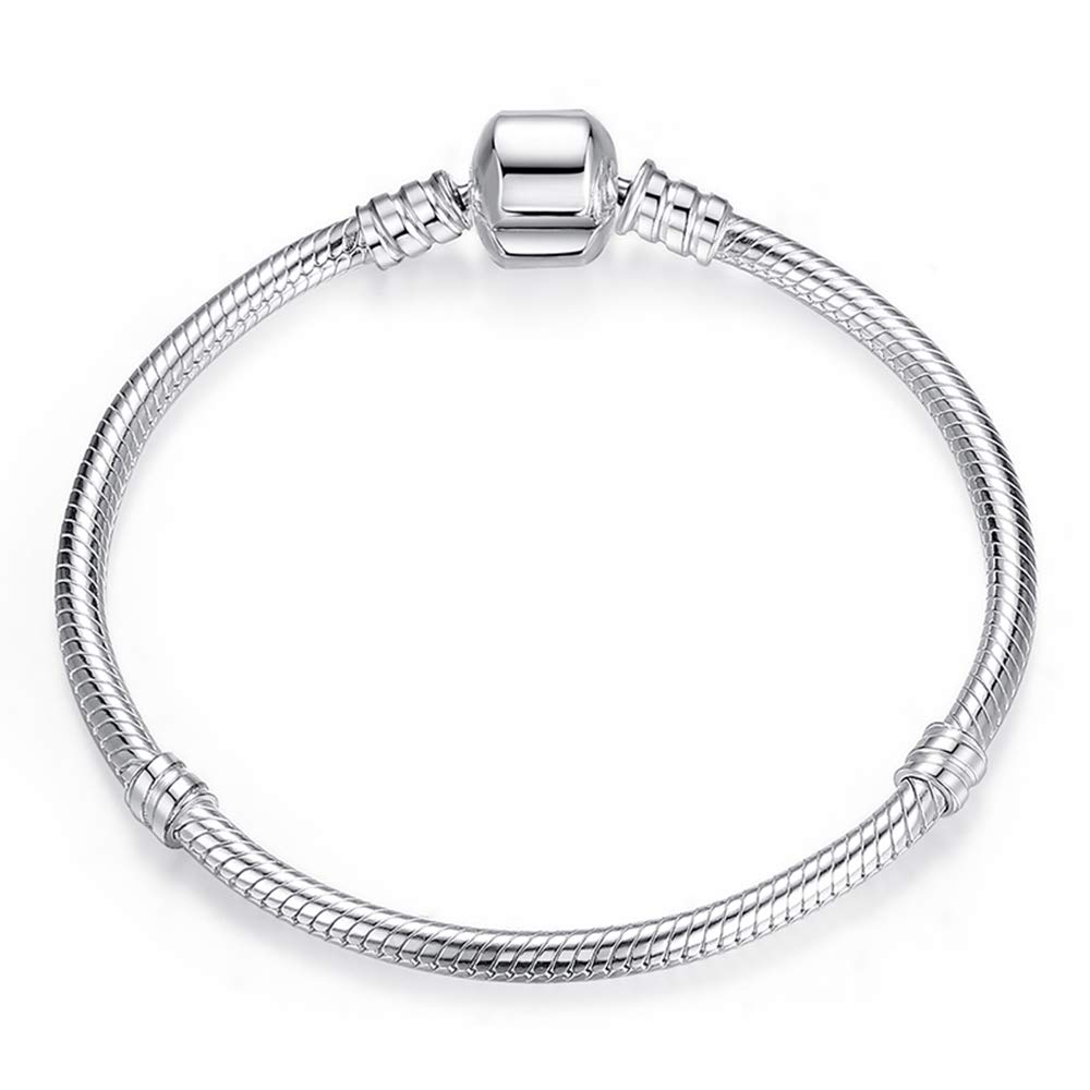 YCTTKDD Auténtica Pulsera y Brazalete de Cadena de Serpiente de Plata de Ley 100% 925, joyería de Lujo de 17-20cm
