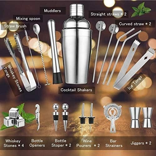 Kit de bartender 22 piezas con coctelera y herramientas miniatura 3