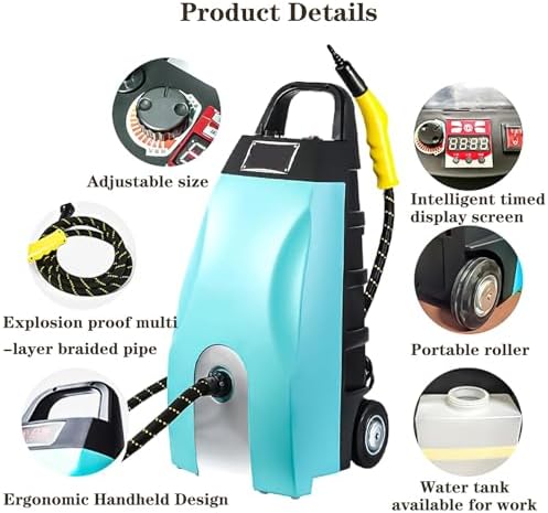 3.5L High-Pressure Steam Cleaner - 3000W Multi-Use Washer for Home, Car, Hotel, AC & Carpet Cleaning | Powerful Heated Steam Extractor for Auto Detailing (Blue)