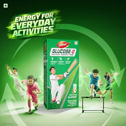 Image of Dabur Glucose-D Instant Energy Drink Powder - 1kg (Carton)| Enriched with Vitamin D & Calcium | 99.4% Glucose Quick Energy Replenishment Formula | Easy to Mix Refreshing Drink