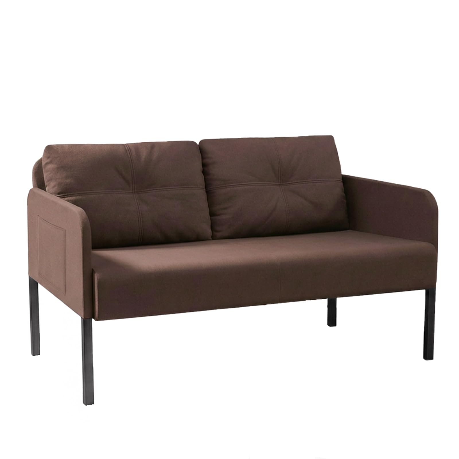 Fabulcozy,Divano 2 Posti, Piccolo Divano in Llino con Tasche Laterali, Struttura in Legno e 4 Gambe Metalliche,Iinclude 2 Cuscini, Facile Montaggio, Salvaspazio per Soggiorno o Appartamento(Marrone)