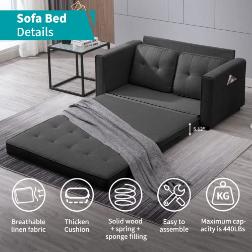 Balus 3-In-1 Convertible Sofa Bed, Loveseat Sleeper Cot, 84" Tri-Fold Multi-Function Modern Sofa Bed Couch, Folding Mattress Sofa Bed For Guests, Futon For Living Room, Floor Sofa Bed (Dark Gray) #TOP2