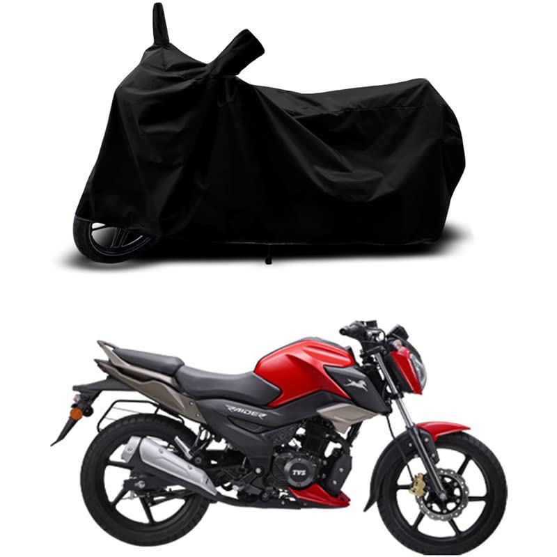 Image of 100% Scratchproof /UV-Rays /Heat Protection /Birds Dropping /Water Resistant /Dust Proof /Waterproof /Full Bike Scooty Two Wheeler Body Cover Compatible for Raider Drum All Varients[Black]