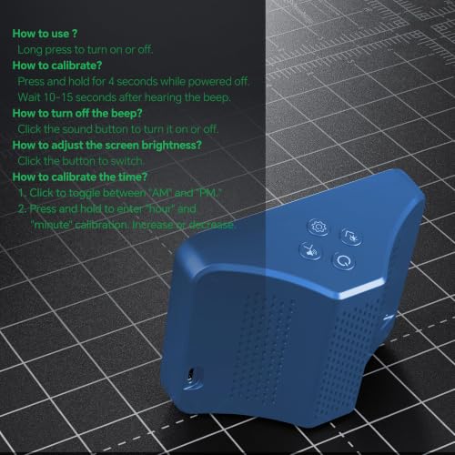 Image of 16-in-1 Indoor Air Quality Monitor with PM1.0,PM2.5,PM10,CO2,HCHO,TVOC,Temperature,Humidity,Time Display &7 AQI Alarms - Professional Air Quality Tester for Home, Office & Indoor Use (Ice Blue)