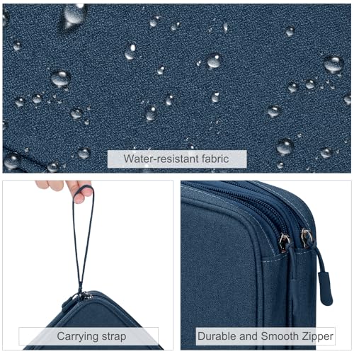 Image of FYY Electronic Organizer, Extra Large Travel Cable Organizer Bag Pouch Portable Waterproof Double Layers All-in-One Storage Bag for iPad, Cable, Power Bank, Laptop Charger for Office /Home, Navy