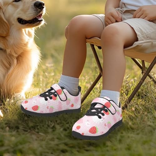 Little Kid Boys Girls Tennis Shoes Kids Slip on Running Sneakers Wide Casual Barefoot Shoes Strawber Pattern3