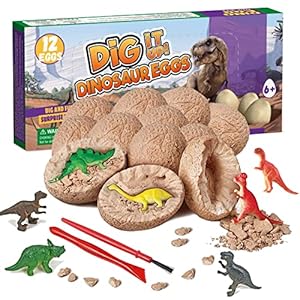 Dino Eggs Dig Kit, 12 Pack Dinosaur Eggs Excavation Science Experiments Kits for Kids 4-12, Easter Basket Stuffers…