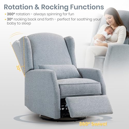Sillón giratorio reclinable gris con reposapiés ajustable miniatura 4