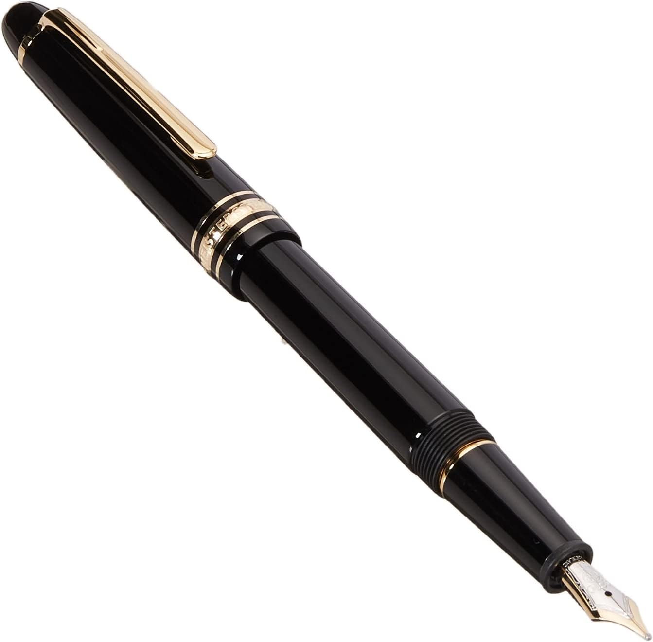 M0NTBLANC MEISTERSTUCK Classique M145P Black with Gold-Coated Fountain Pen - 14KT Gold FINE Nib