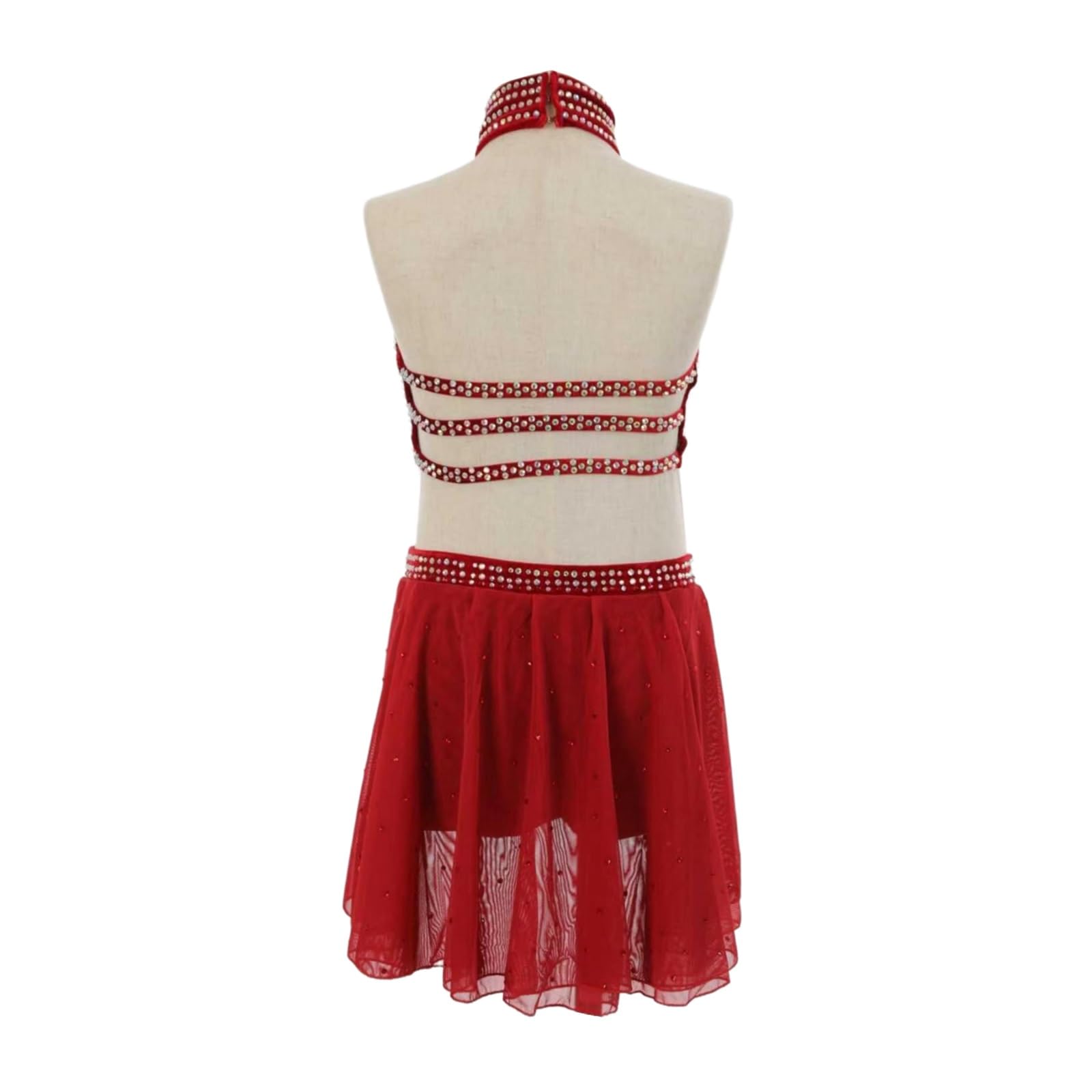 Conjunto de danza rojo 2 piezas con pedrería mujer y adolescente