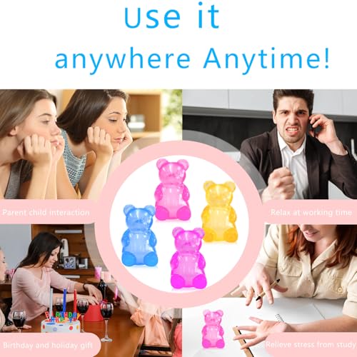 5PCS Gummy Bear Stress Toys |Sugar Filled Bear Squishy Toys|Gel Ultra Squishies High Density Squeeze Balls |Classroom Prize Party Favors Toys Tall 3.5 Inches Colors May Vary - Image 6