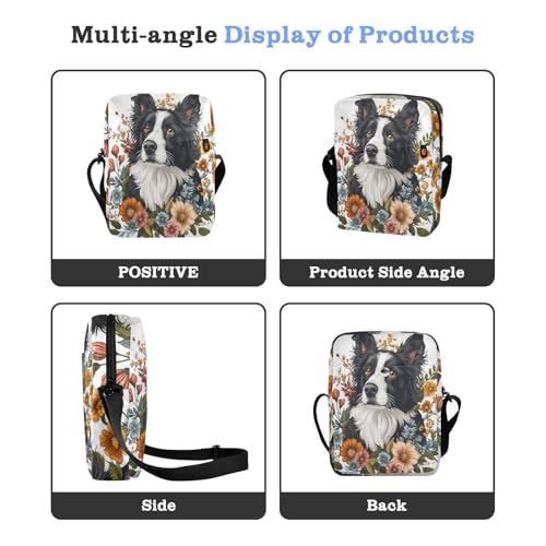 Chand Drawn Dog Face Floral mens messenger bag crossbody Shoulder Crossover Bag Casual Everyday Purse Adjustable Strap for Travel work4