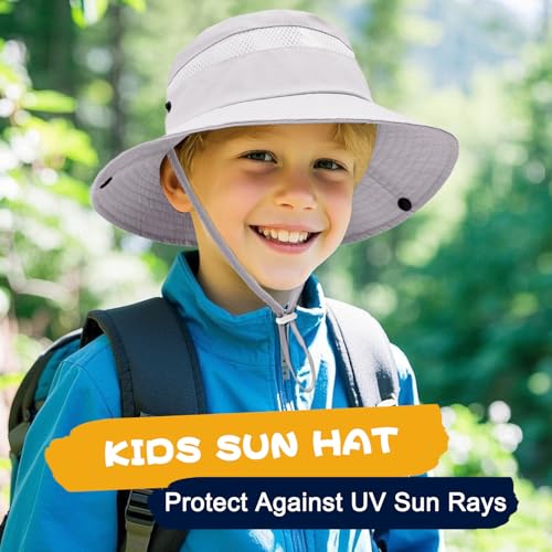 Image of Outdoor Kids Sun Hat for Boys Girls Wide Brim Mesh Bucket Hat UPF 50+ Sun Protection Breathable Summer Fishing Safari Hat