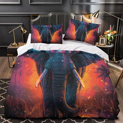 Literie microfibre super king haute densité avec imprimé 3D éléphants design chic moderne - 4