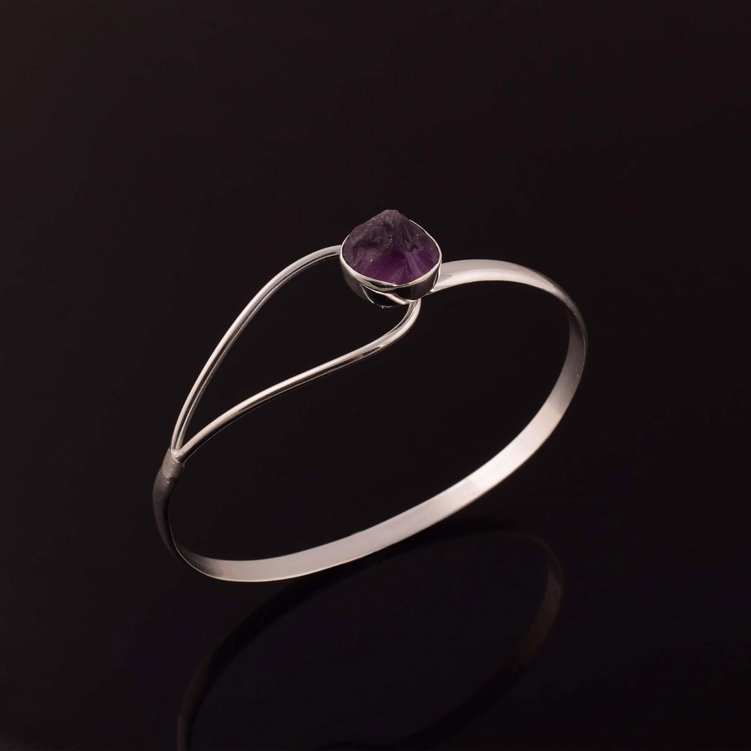 Natural Raw Amethyst Cuff Bracelet, Healing Crystal Cuff Bracelet, Bangle Bracelet, Rough Gemstone Bracelet, Jewelry For Woman (amethyst) - Image 3