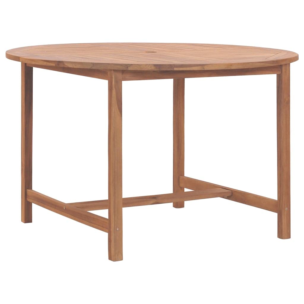 Stół ogrodowy Ø 110 x 75 cm, z litego drewna tekowego z wykończeniem na bazie wody, odporny na warunki atmosferyczne, na taras, balkon, do ogrodu, na werandę, idealny do jedzenia, na imprezę