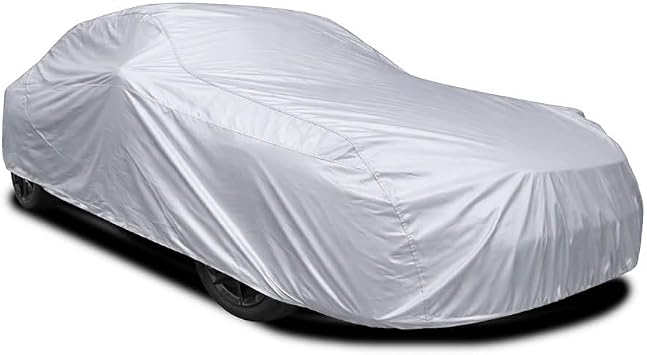 OmniShield by Coverking, Premium Universal Fit Car Cover for Sedan, Coupe, Convertible, Size Medium 136"-161" - Weather-Resistant Multi-Layer Protection for Indoor & Light Outdoor Use, Silver