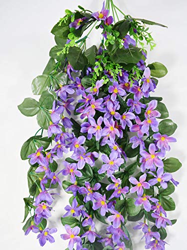 Image of Fourwalls Artificial Plastic and Polyester Orchid Floral Bale (100 cm Tall, Green /Purple)