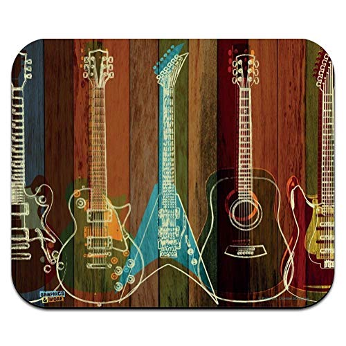 Preisvergleich Produktbild Gitarren Elektrische Akustische Rock'N'Roll-Holzverkleidung Ultradünner Mauspad Rutschfestem Maus Mat Laptop / Pc Maus Pad Für Office,Geschenk,Gaming,25X30Cm