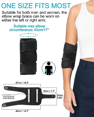 Adjustable Elbow Brace with Metal Splints for Sleeping and Tennis Elbow Relief, Compression Sleeve for Women and Men with Arthritis and Tendonitis