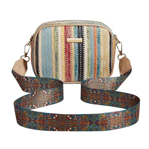 XFSRG Borsa Donna Estiva in Paglia Intrecciata Pochette da Spiaggia con Tracolla Ampia Regolabile e Rimovibile Chiusura con Cerniera Ideale per Mare e Viaggi (Blu)