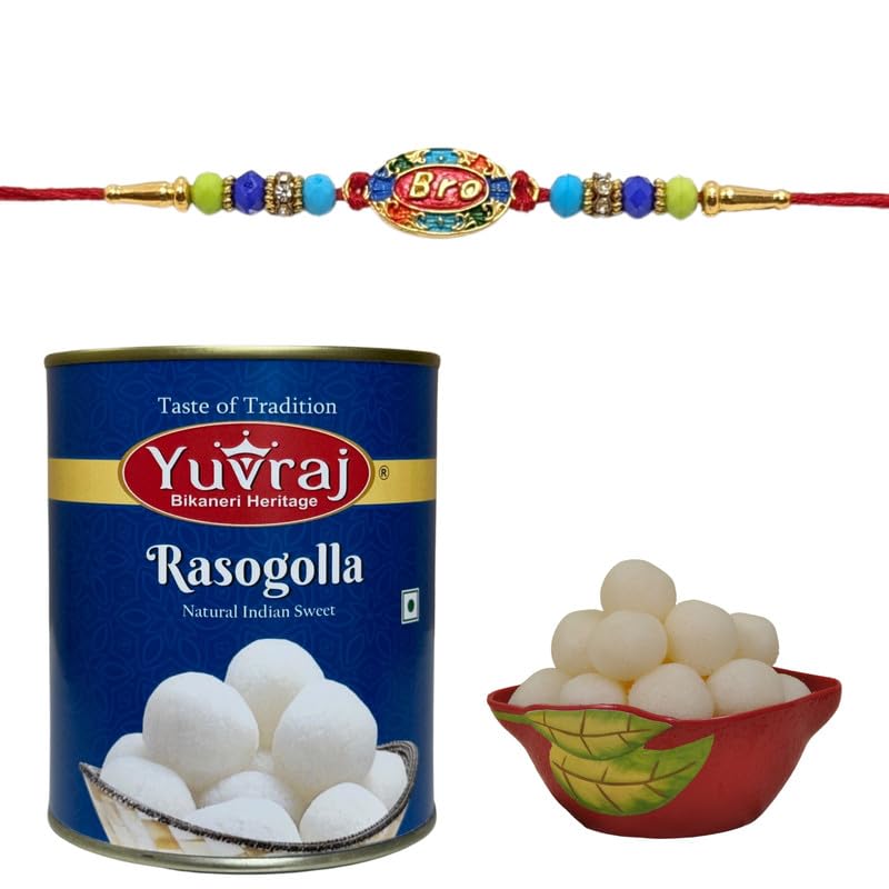 Yuvraj Bro Design Premium Rakhi Rakhi for bhaiya & sweets rasgulla 500 gm with roli chawal pack