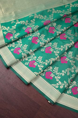 Image of DEVANGI Women's Woven Jacquard Banarasi Silk Printed Dupatta /Chunni with Meena Work, Width 1 Meter, Length 2.5 Meter