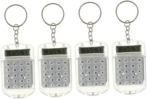 Miniatura 1 de Lurrose 4pcs Mini Calculators for School Keychain Portable LCD Display Digits Material