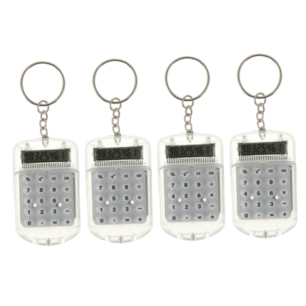 Lurrose 4Pcs Mini Portable Electronic Calculators Keychains Tiny Pocket Keyring Calculator Durable Lightweight Material for Home School and Office Use