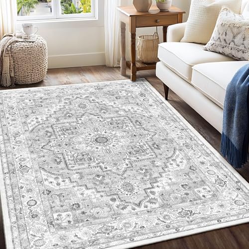 SONGLET Area Rug 160x230cm, Vintage Washable Rugs, Anti-Slip Backing Rugs for Living Room, Foldable Carpet for Kitchen Laundry Room Decor