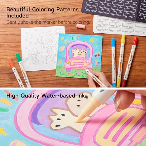 Image of Shuttle Art 120 Colors Dual Tone Acrylic Paint Markers, 60 Pack Acrylic Paint Pens Set for Rock Painting, Ceramic, Wood, Canvas, Glass, Stone, Fabric, Card Making, DIY Football Crafts, FlipFunAlong