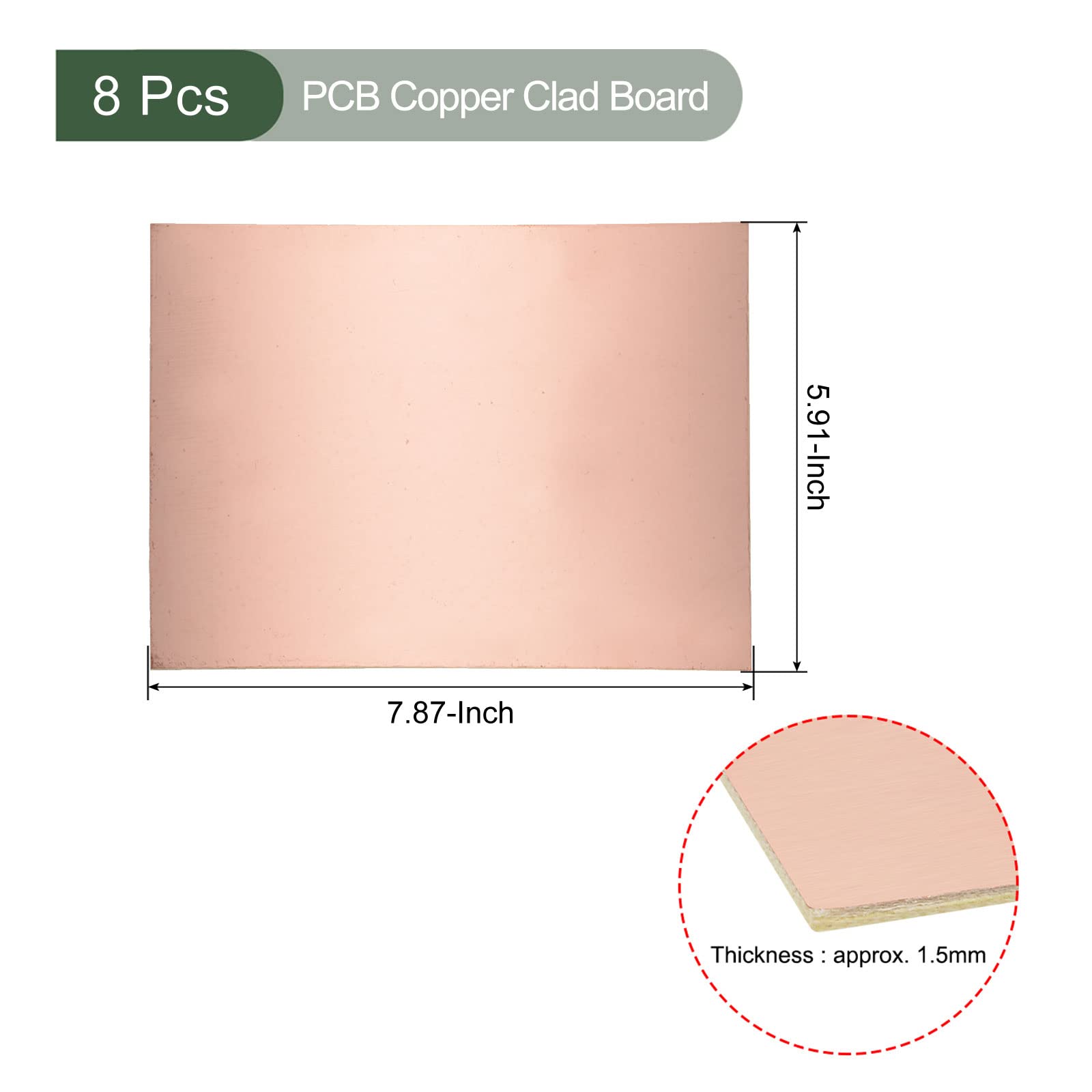 YOKIVE 8 Pcs PCB Copper Clad Board, FR4 Double-Sided Blank Circuit Boards, Great for Electronic Hobbies Etching - Image 2