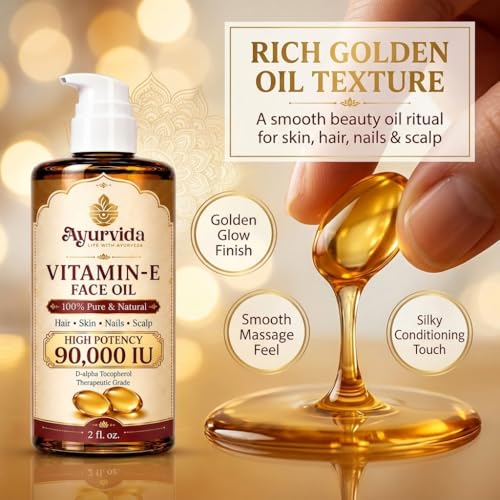 Image of Vitamin E Face Oil for Deep Moisture & Anti Oxident Support for Skin | Lightweight Facial Oil, Alpha-D-Tocopherol 90,000 IU - 60ml