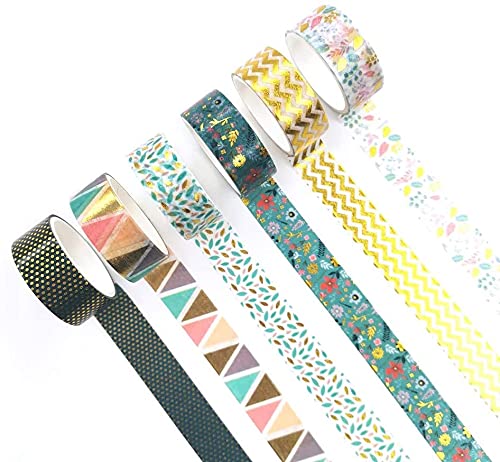 Miniatura 2 de YUNA Juego de 6 rollos de cinta Washi de VSCO de papel de aluminio dorado para manualidades, diarios de viñetas, planificadores, álbumes de