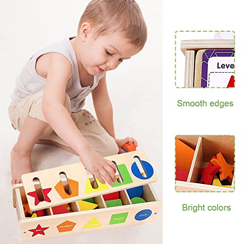 Lapangzi Montessori Toys For 2 Year Old Wooden Shape Sorter Color Matching Toys-Learning Sorting Toys For Toddlers,Fine Motor Skill Toys,Early Educational Toy Gift For 1 2 3 Year Old Boy Girl #TOP5