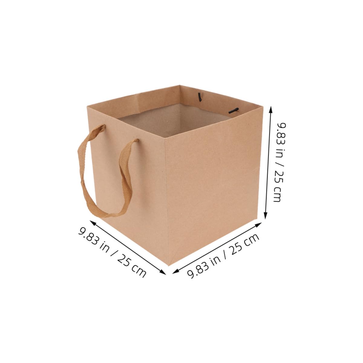 jojofuny Sacchetti di Carta Kraft Quadrati 10 Pezzi Manici, 25X25X25 CM, per Confezioni Regalo, Fiori e Cibo da Asporto, Adatti a Negozi e Presentazioni