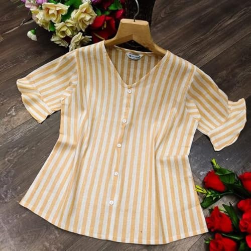 Image of OM SAI LATEST CREATION Women's Crepe Knit Blouse Ballon Butter Fly Sleeve Lace Tops Casual Loose Top