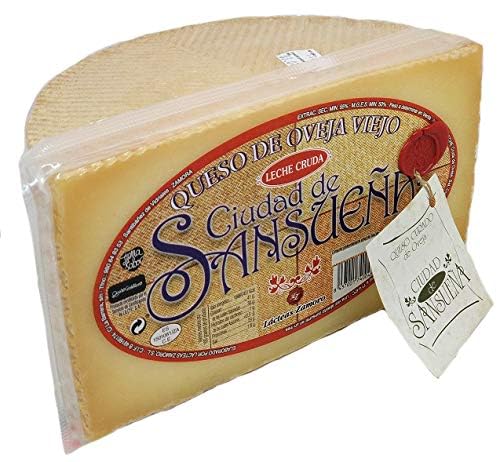 Ciudad De Sansueña Queso Curado De Oveja - Medio Queso Curado, 1600g, Envasado Al Vacio, Sabor Potente, Queso Cortado en mitad, Premio Mejor Queso oveja 2023, Quesos Gourmet