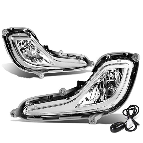 Auto Dynasty Compatible with 12-17 Accent RB Pair of Bumper Driving Fog Lights w/Switch (Clear Lens)