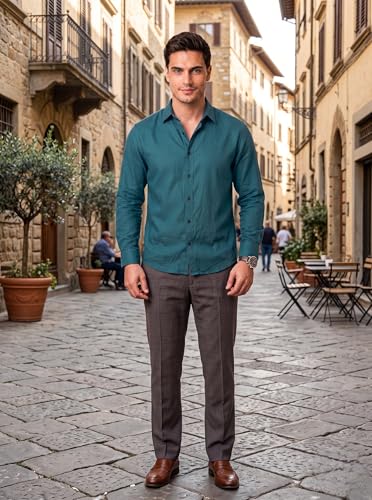 Image of Men's Cotton Blend Solid Casual Shirt Regular Fit Full Sleeve Shirt for Men Plain Formal & Casual Wear Collared Button Down Shirt