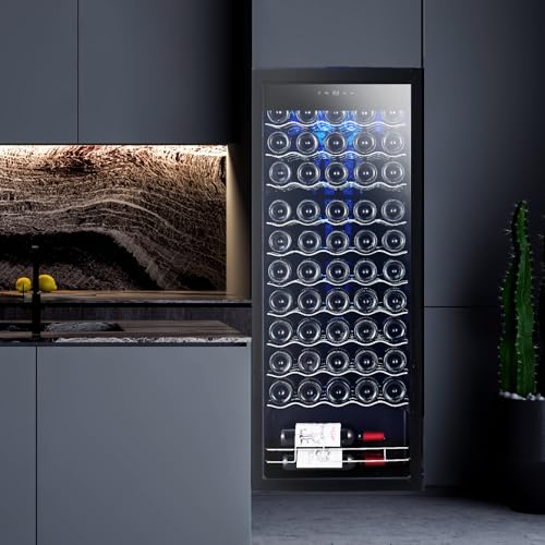 Garvee Wine Cooler - 55 Bottle Compressor Refrigerator with Digital Temp Control, Lock, UV-Protected Glass Door & LED Lighting for Red/White/Champagne