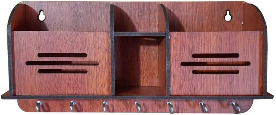 Image of Wood Key Holder (7 Hooks, Brown) 3LINE-KEYHOLDERS 
