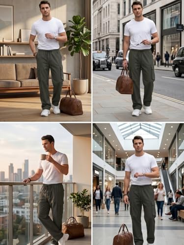 Image of GRECIILOOKS Men's Regular Fit Low Rise Polycotton Cargos | Cargo Track Pant | Loose Fit | Regular Trouser (Available in Plus Size)