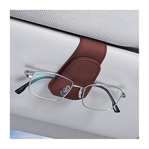 Image of AICEL Sunglasses Holders for Car Sun Visor, Leather Magnetic Clip, Wine Red